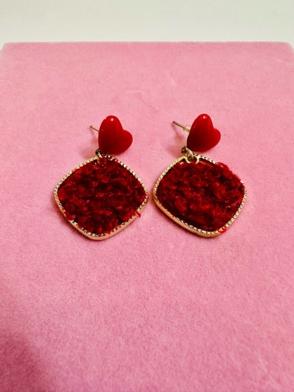 Red Heart Drop Earrings